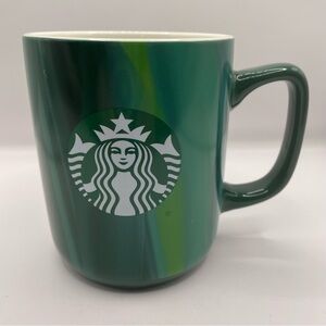 Starbucks 2022 Holiday Green Patterned Logo Ceramic Coffee Mug (15 fl oz)